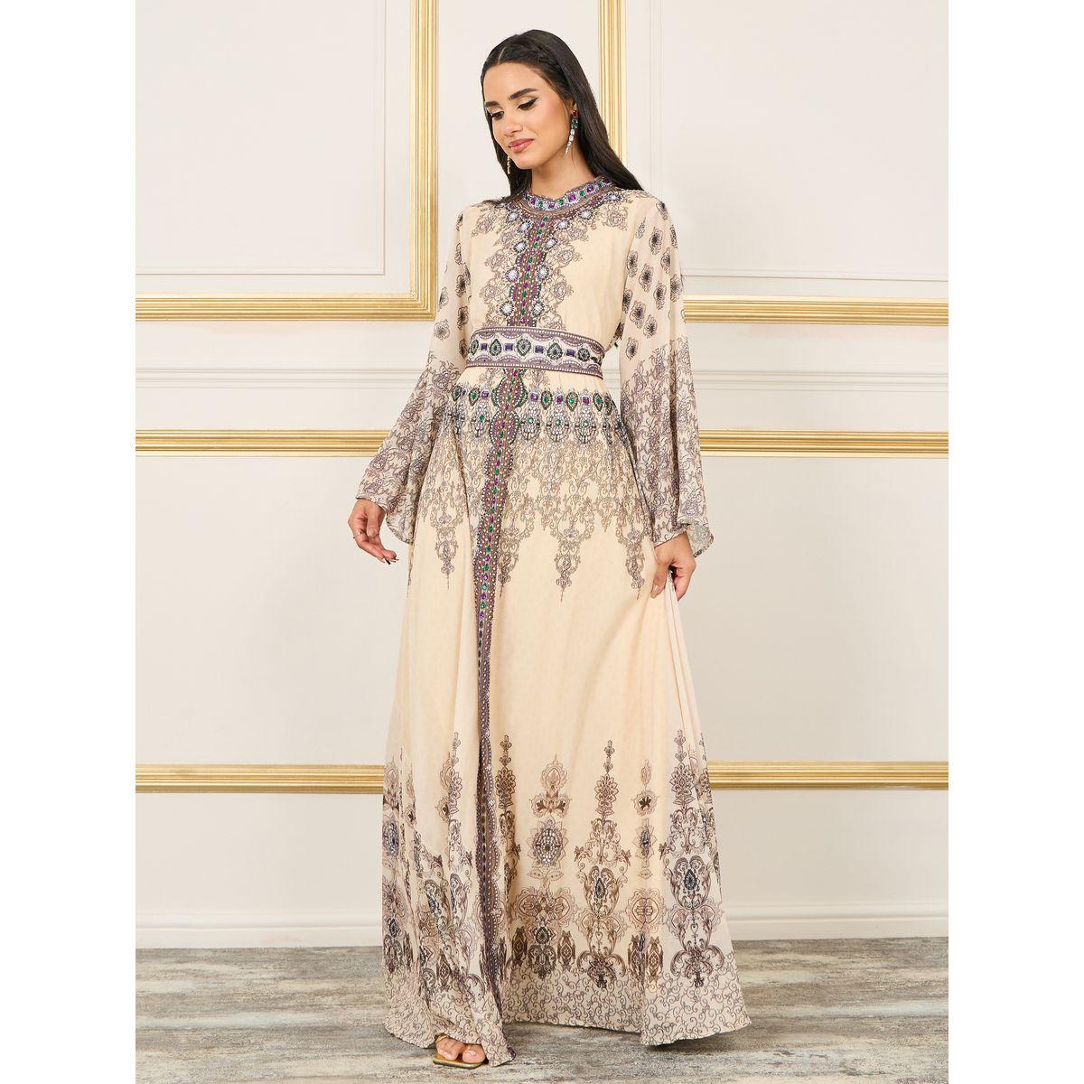 Maxim Creation Gem Stone Detail Digital Print Jalabiya-women-arabicclothing-jalabiyas-image-1