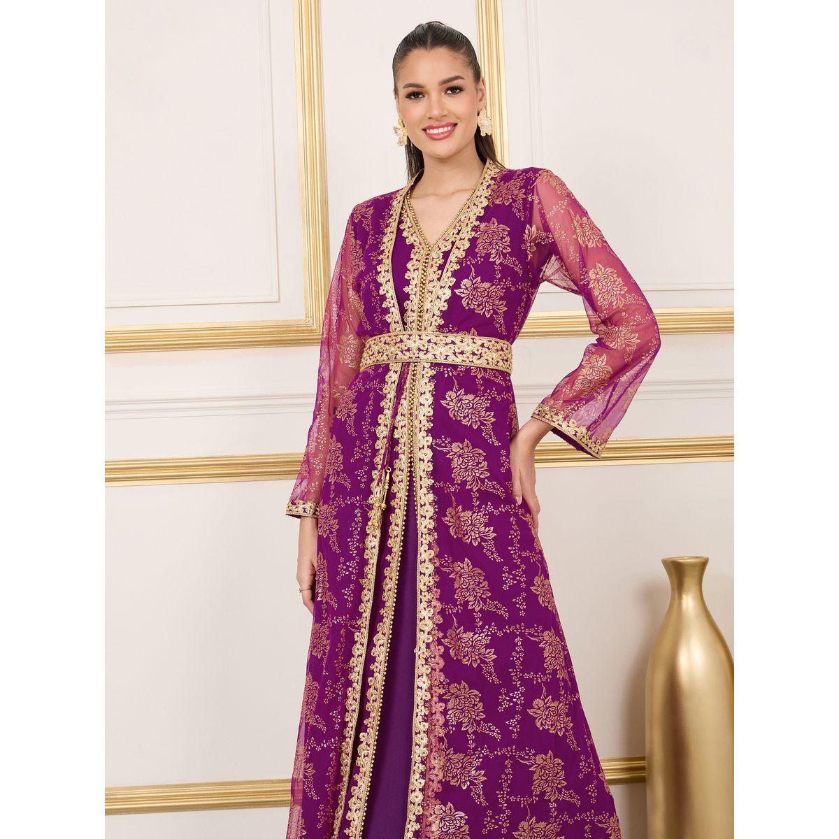قفطان بطبعة فويل وتفاصيل دانتيل ماكسيم كرييشن × ستايلي-women-arabicclothing-kaftan-image-3