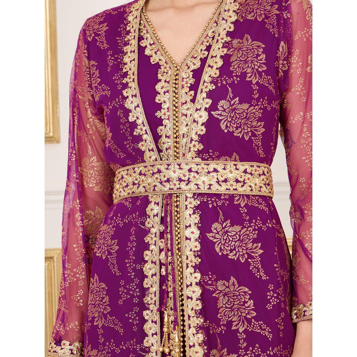 قفطان بطبعة فويل وتفاصيل دانتيل ماكسيم كرييشن × ستايلي-women-arabicclothing-kaftan-image-5