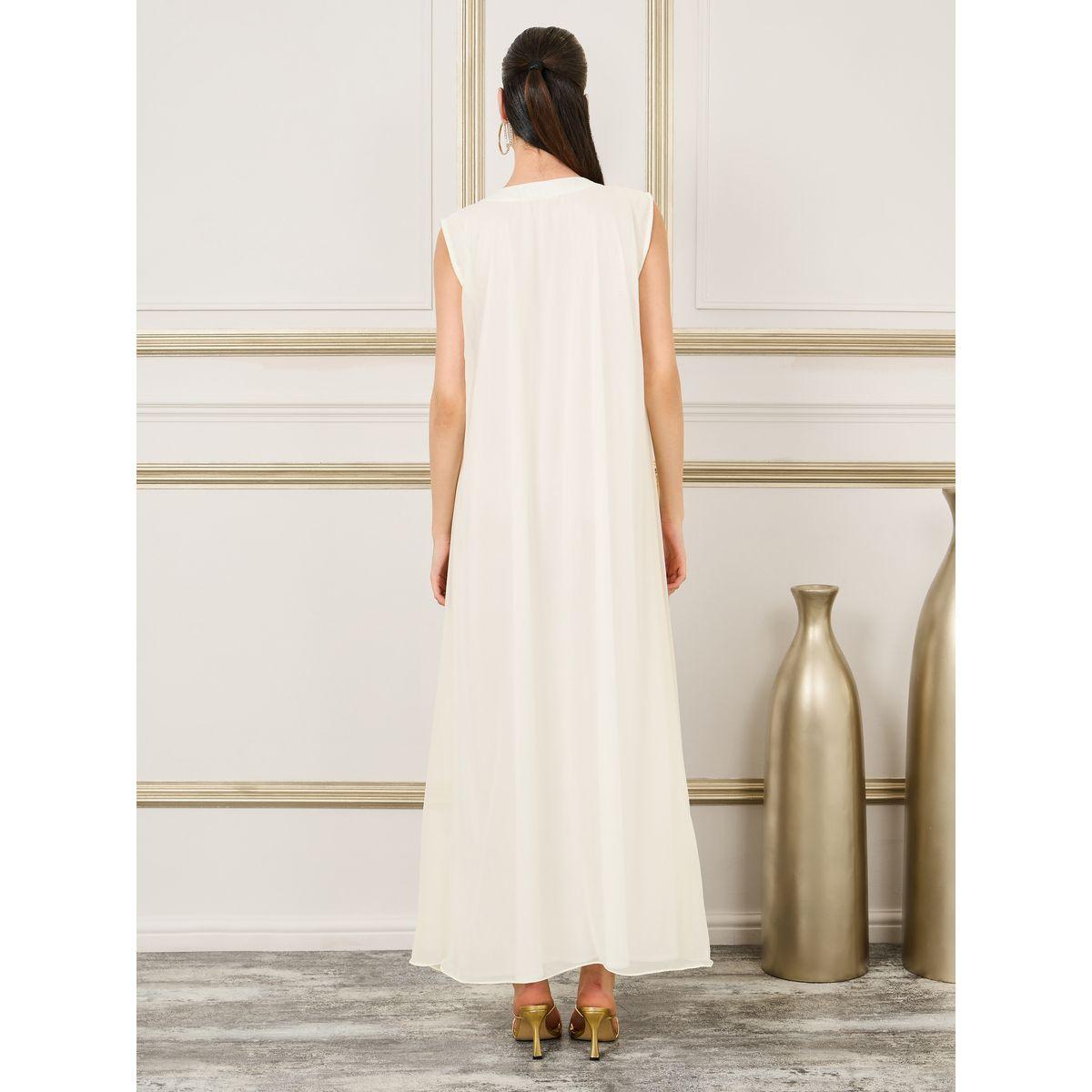 Maxim Creation Embroidered Stone Detail All Over Lace Belted Kaftan-women-arabicclothing-kaftan-image-6
