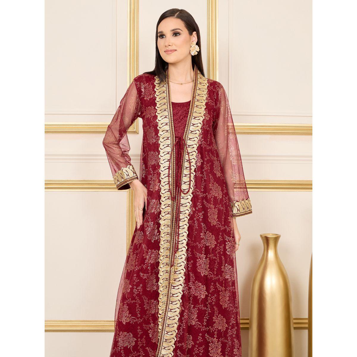 قفطان بتفاصيل مُطرّزة بدانتيل مع اربطة ماكسيم كرييشن × ستايلي-women-arabicclothing-kaftan-image-2