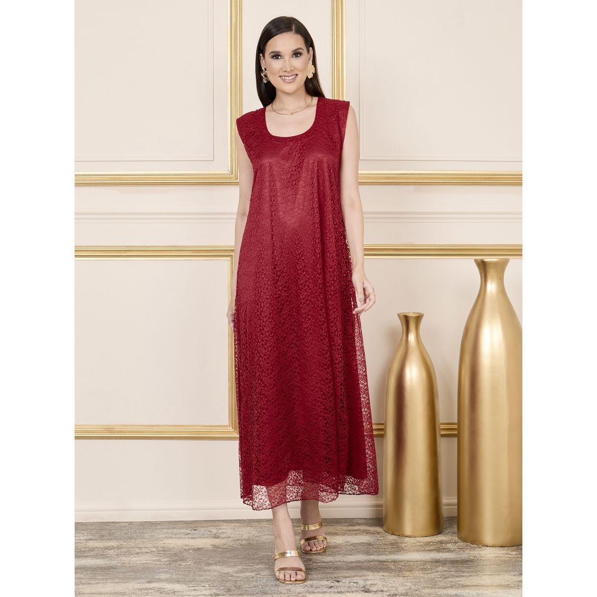 Maxim Creation X Styli  Embroidered Lace Sheer Mesh Tie Up Kaftan-women-arabicclothing-kaftan-image-3