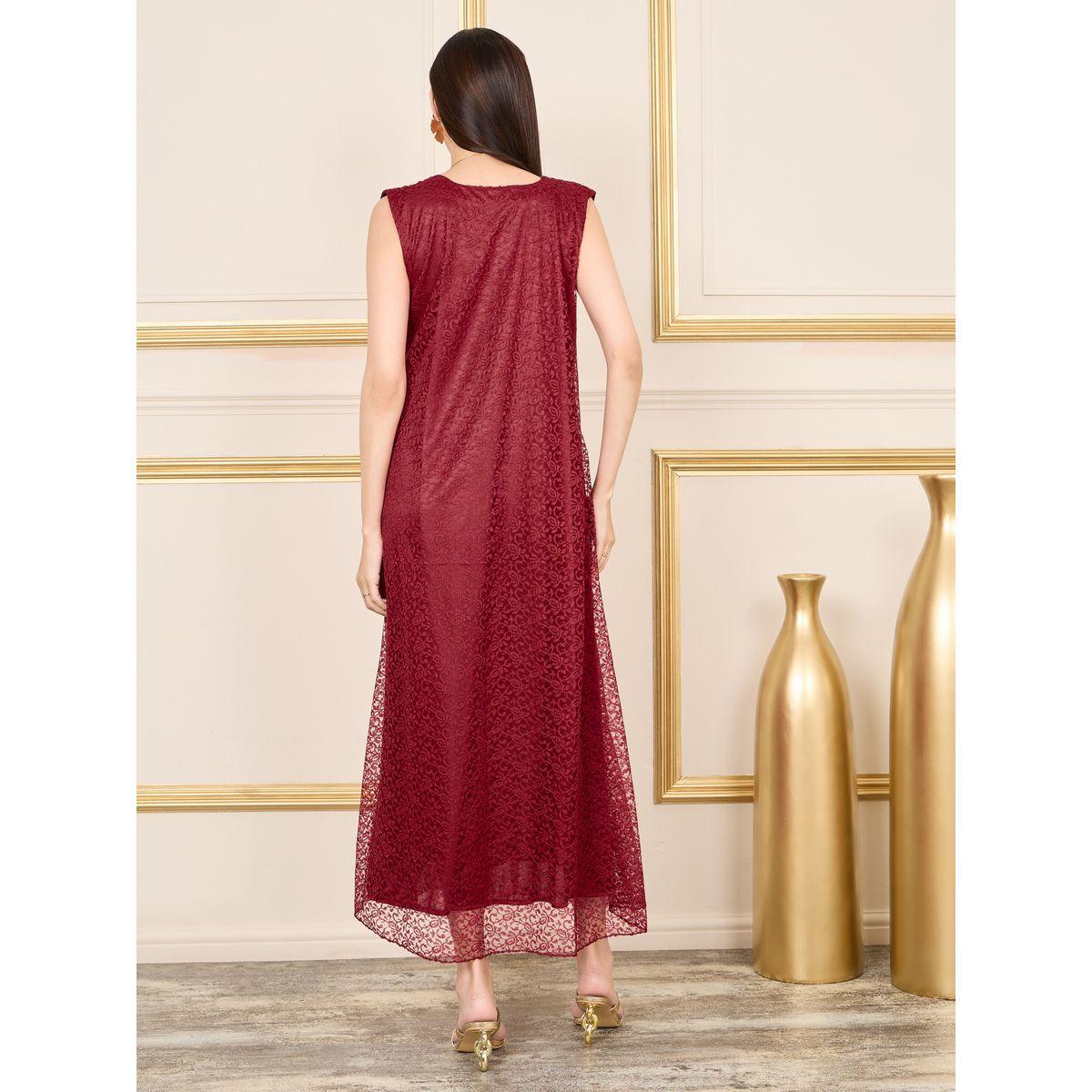 قفطان بتفاصيل مُطرّزة بدانتيل مع اربطة ماكسيم كرييشن × ستايلي-women-arabicclothing-kaftan-image-6