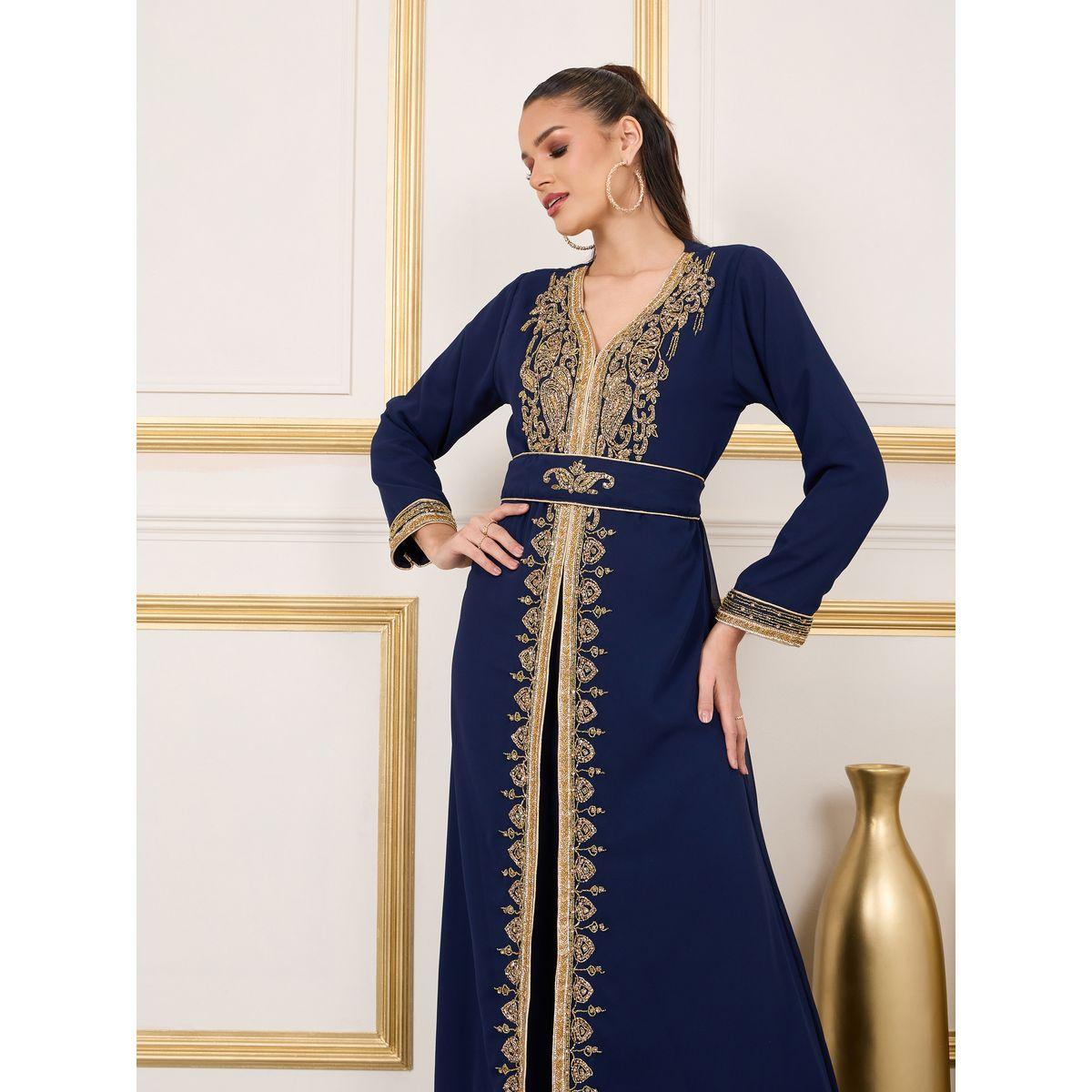 Maxim Creation X Styli  Embellished Belted Kaftan-women-arabicclothing-kaftan-image-2