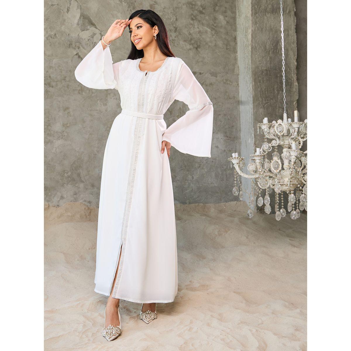 Maxim Creation Bead Embellished Kaftan with Flute Sleeves-women-arabicclothing-kaftan-image-1