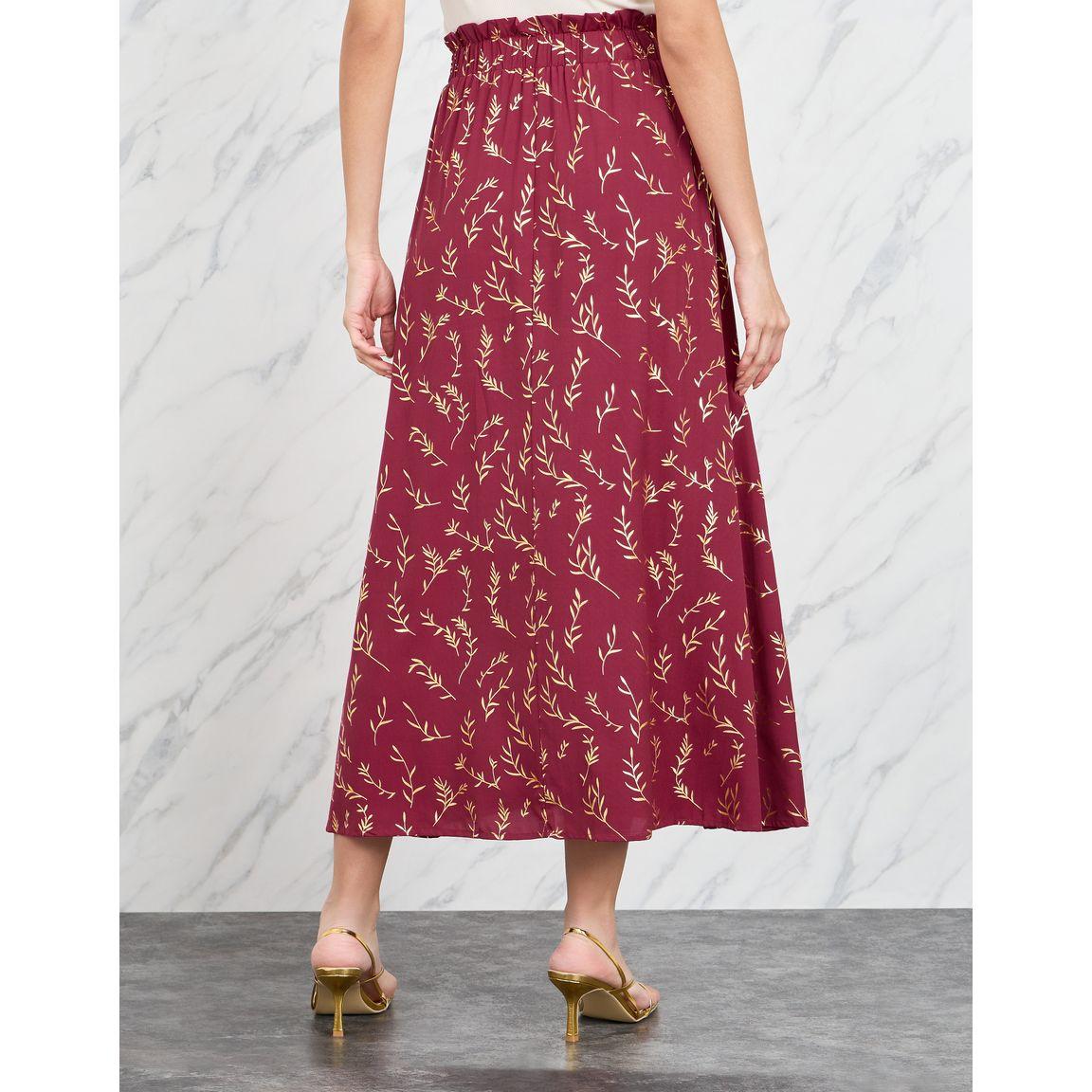 تنورة ميدي مطبعة بالكامل مع خصر بيبر باغ-women-clothing-bottoms-skirts-image-4