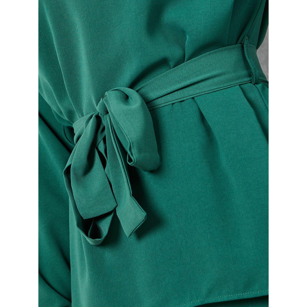 Styli Ruffle Hem Detail Blouse with Tie Belt & Wide Leg Pants-women-clothing-coordsets-image-3