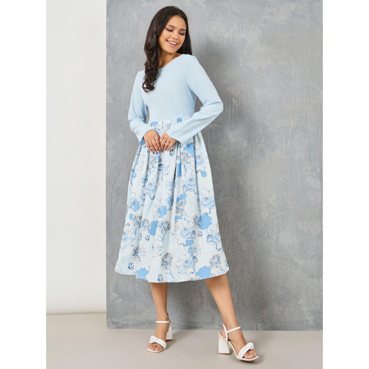فستان ميدي مطبع بطبعة زهور-women-clothing-dresses-image-2