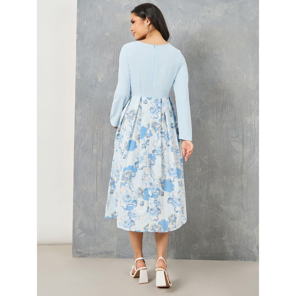 فستان ميدي مطبع بطبعة زهور-women-clothing-dresses-image-4