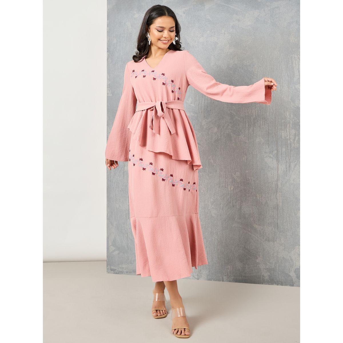 Styli Embroidery Asymmetric Ruffle Layered Midi Dress-women-clothing-dresses-image-2