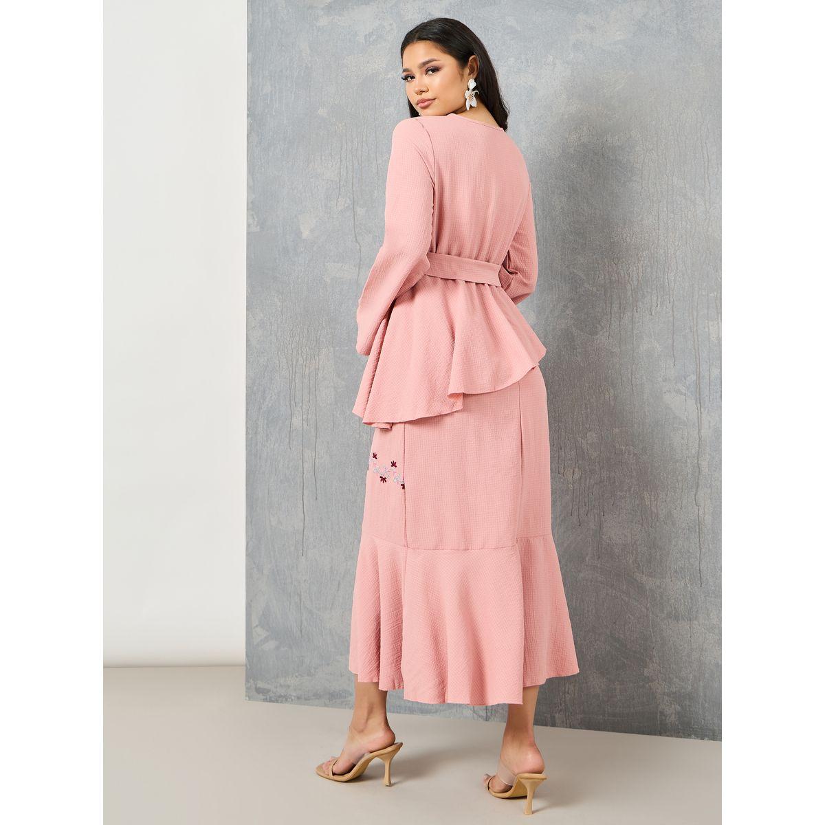 فستان ميدي بطبقات وتفاصيل كشكش-women-clothing-dresses-image-4