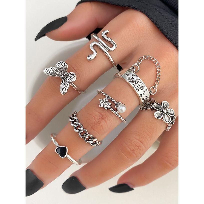 Styli Set of 7 - Chain Link Detail Assorted Rings-women-watchesandjewellery-jewellery-rings-image-2