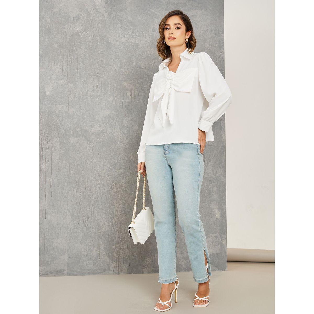 بلوزة مزينة بفيونكة واكمام طويلة-women-clothing-shirtsandblouses-blouses-image-2