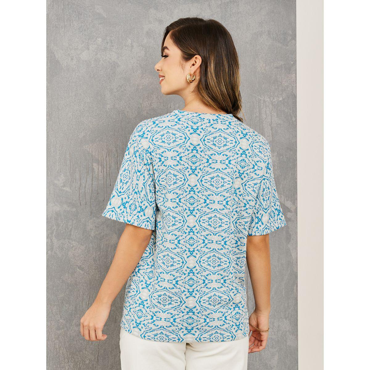 Styli Textured Jacquard Design T-Shirt-women-clothing-tshirts-image-4