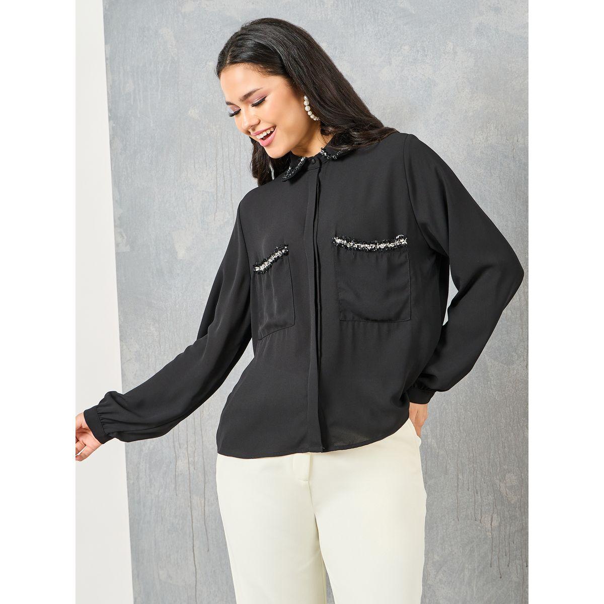 بلوزة تويد مزينة بجيوب-women-clothing-shirtsandblouses-shirts-image-1