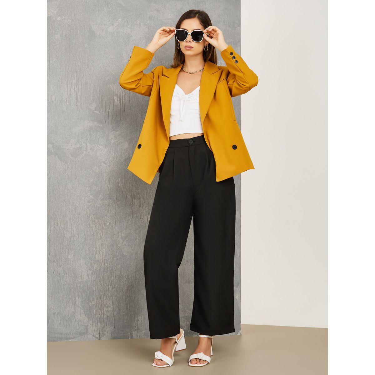 Styli Solid Wide Leg Pants with Button Closure-women-clothing-bottoms-trousers-image-2