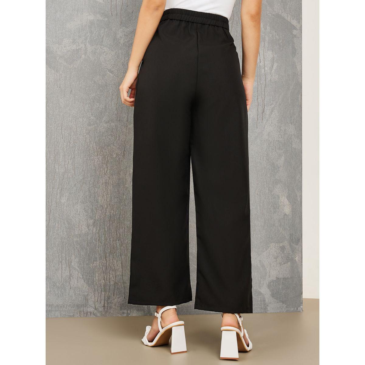 Styli Solid Wide Leg Pants with Button Closure-women-clothing-bottoms-trousers-image-4
