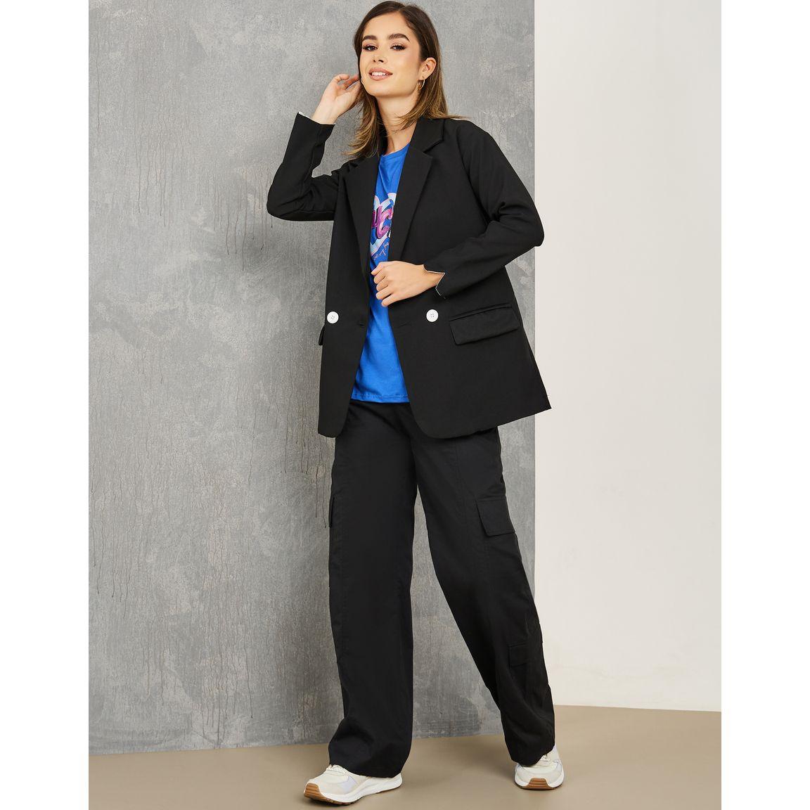 Styli Sleeve Cuff Contrast Pocket Detail Blazer-women-clothing-coatsandjackets-blazers-image-2