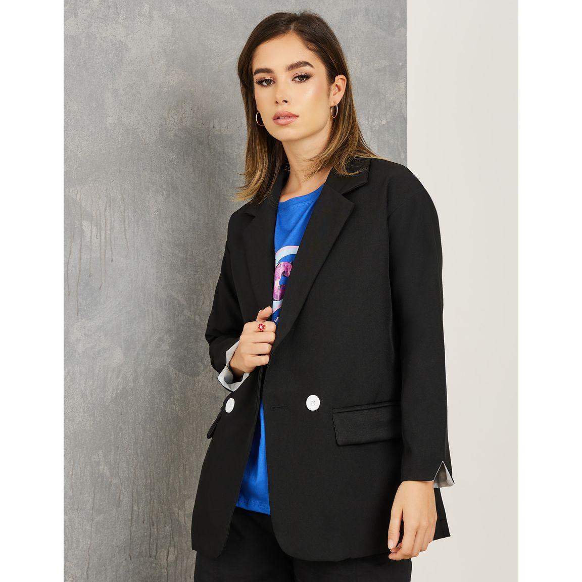 Styli Sleeve Cuff Contrast Pocket Detail Blazer-women-clothing-coatsandjackets-blazers-image-3