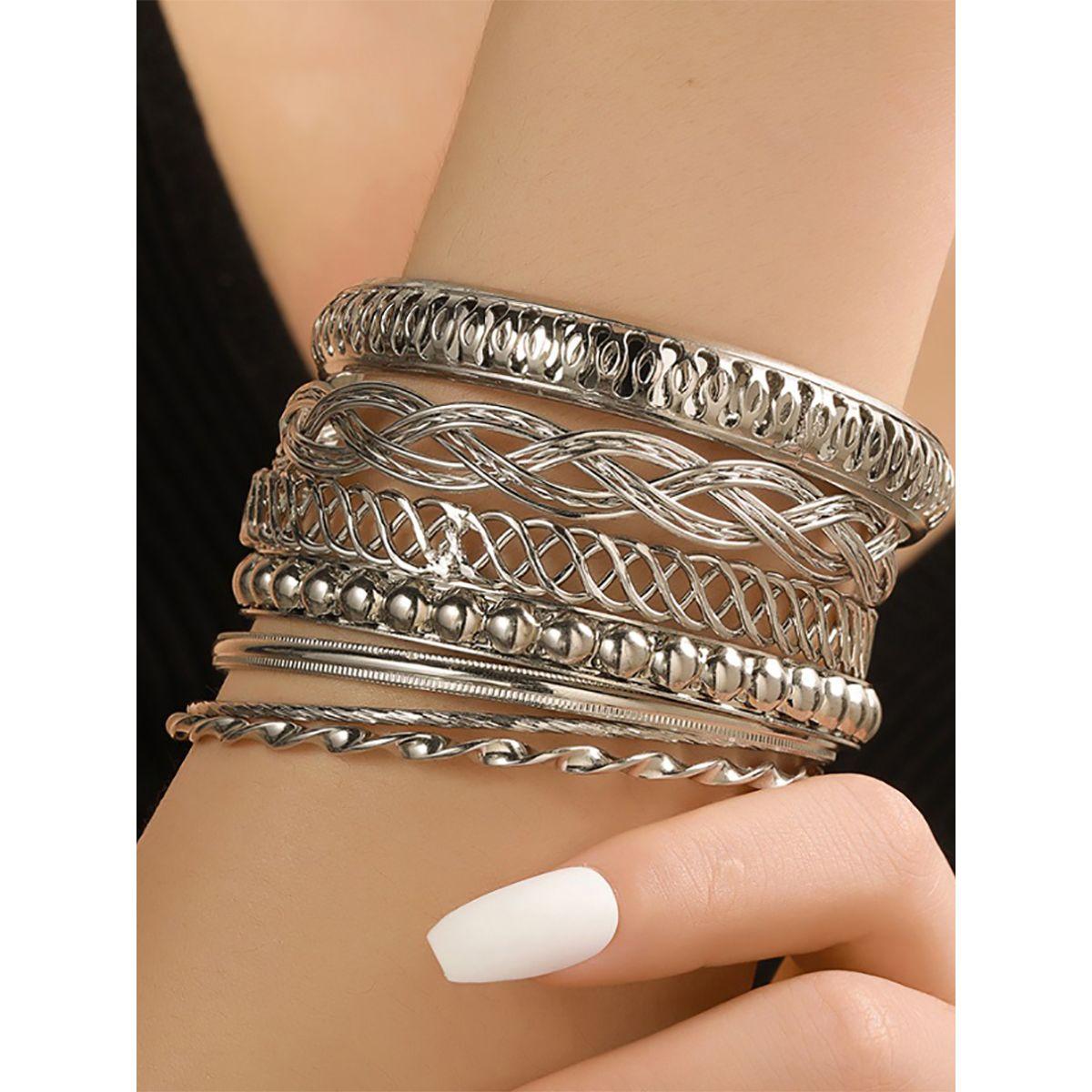 Styli Set of 7 - Textured Bangle Bracelets-women-watchesandjewellery-jewellery-banglesandbracelets-image-2