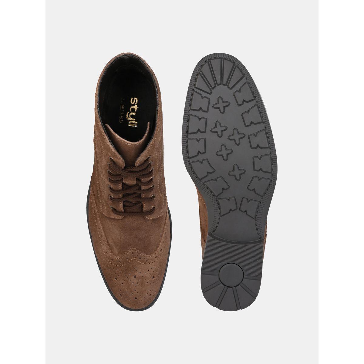 Styli Limited Genuine Leather Stitch Cut Out Detail Brogue Boots-men-shoes-boots-image-7