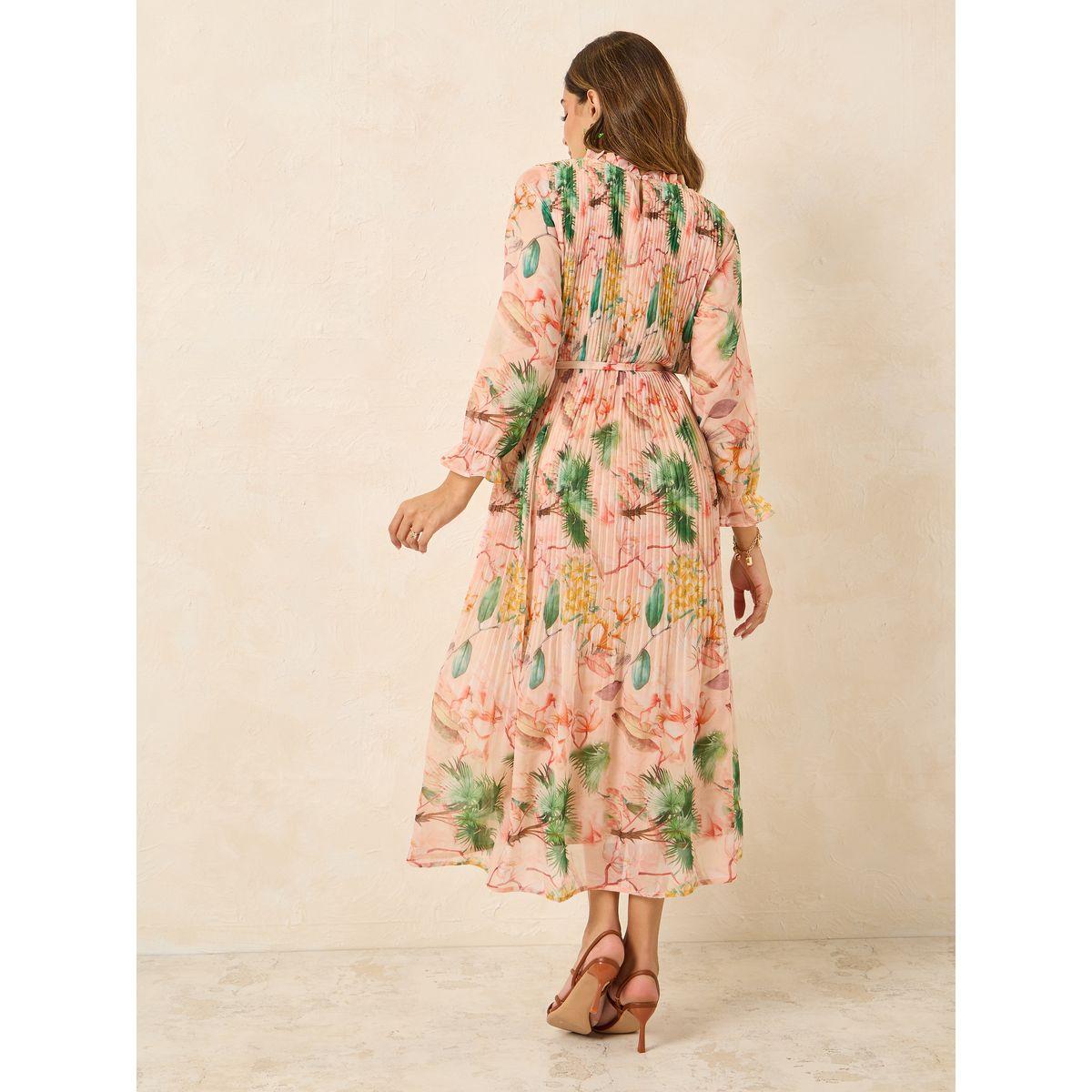 Styli Floral Pleated High Neck A-Line Maxi Dress-women-clothing-dresses-image-4