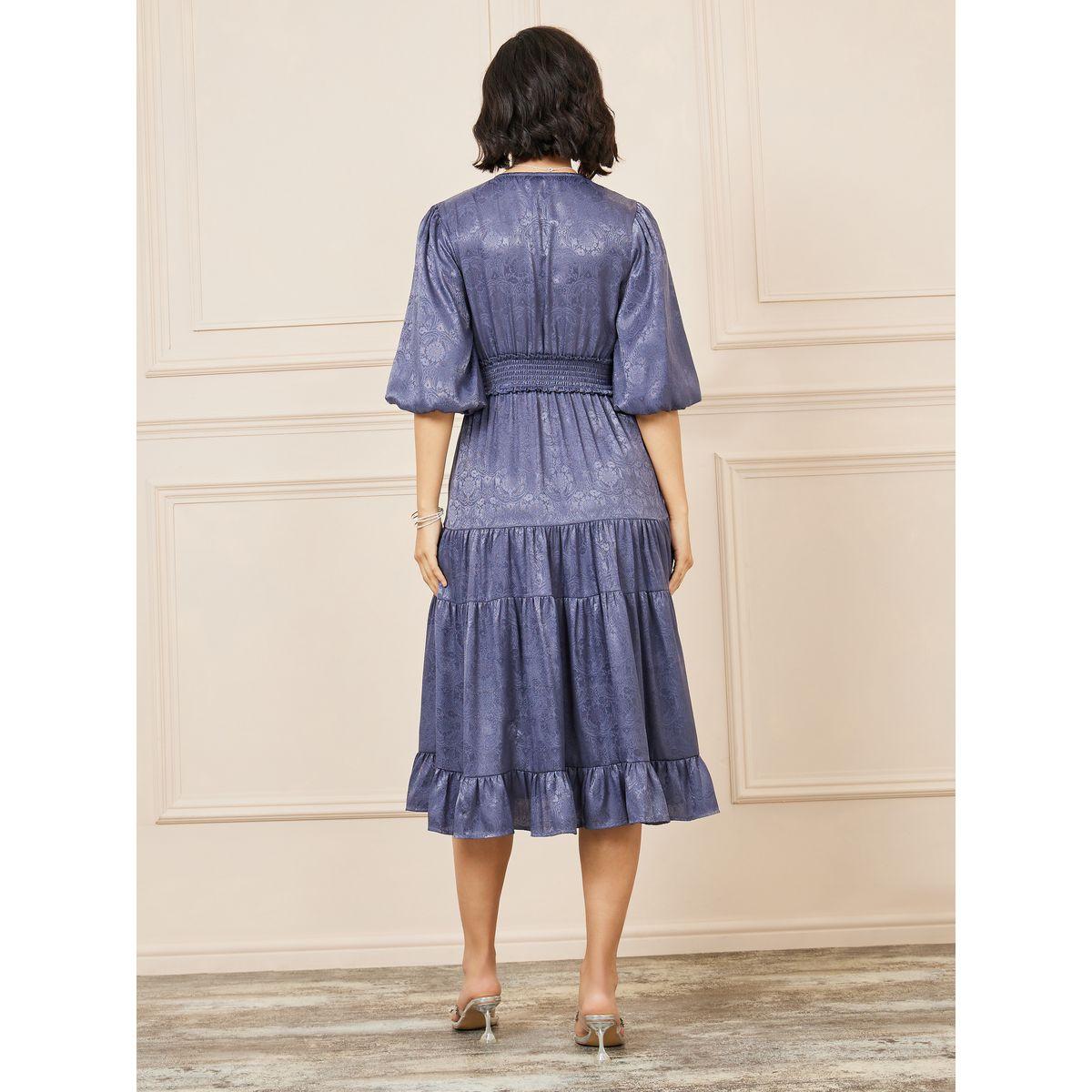 Styli Jacquard Print Smocked Waist Tiered Midi Dress-women-clothing-dresses-image-4
