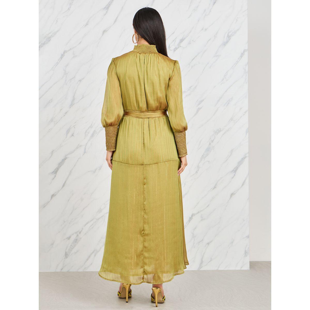 فستان طويل بكسرات وياقة عالية-women-clothing-dresses-image-4