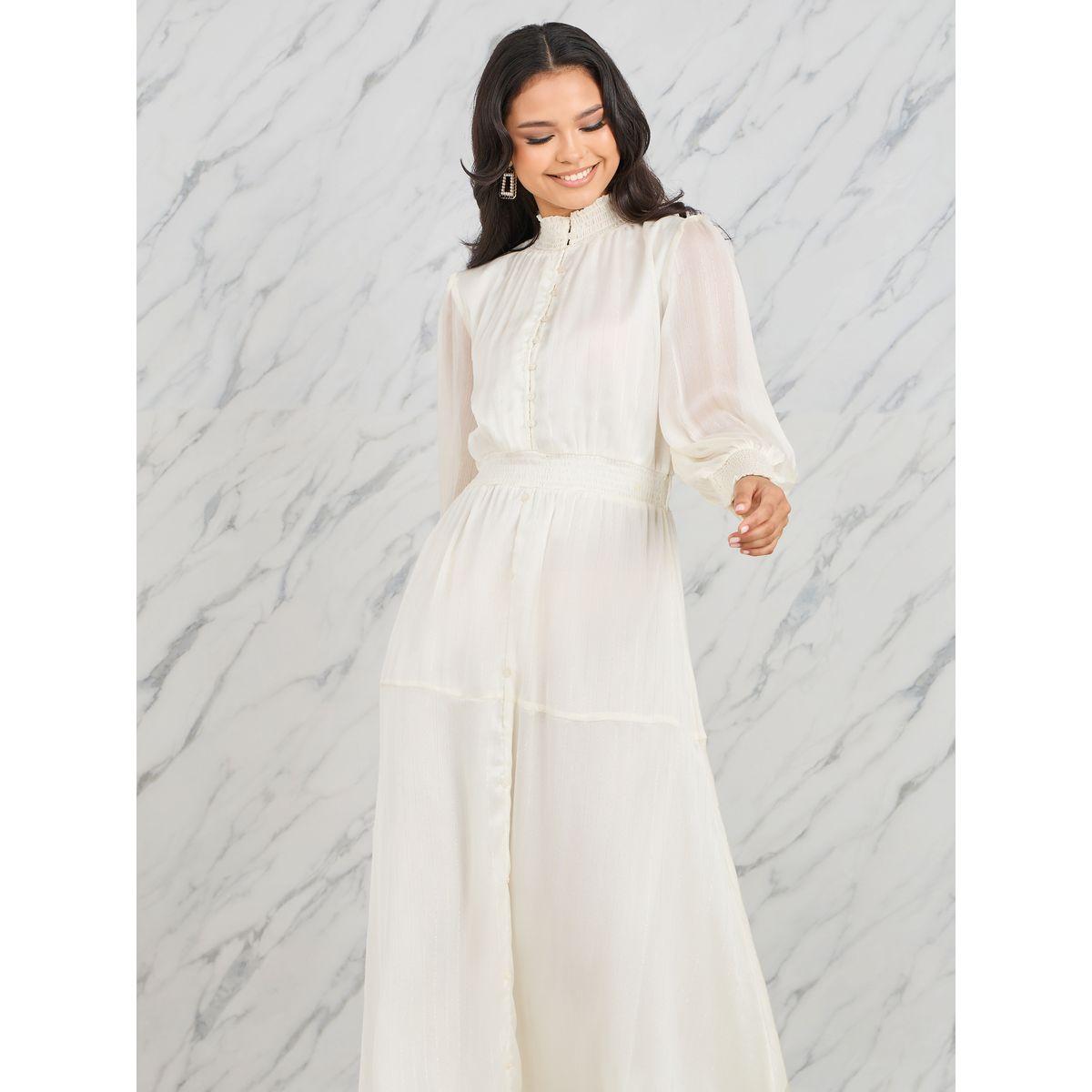 Styli Lurex Striped High Neck Smocked Detail Tiered Maxi Dress-women-clothing-dresses-image-2