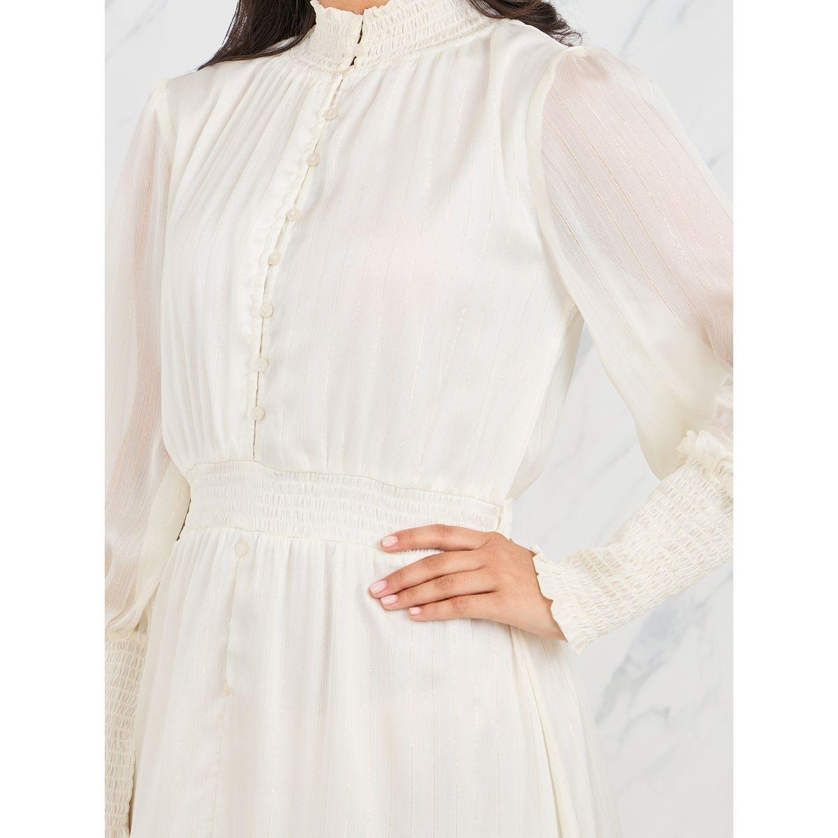 فستان طويل مخطط بنسيج لوريكس وياقة عالية-women-clothing-dresses-image-3