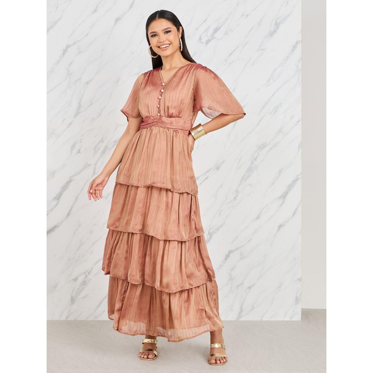Styli Lurex Striped Chiffon Layered Tiered Maxi Dress-women-clothing-dresses-image-1
