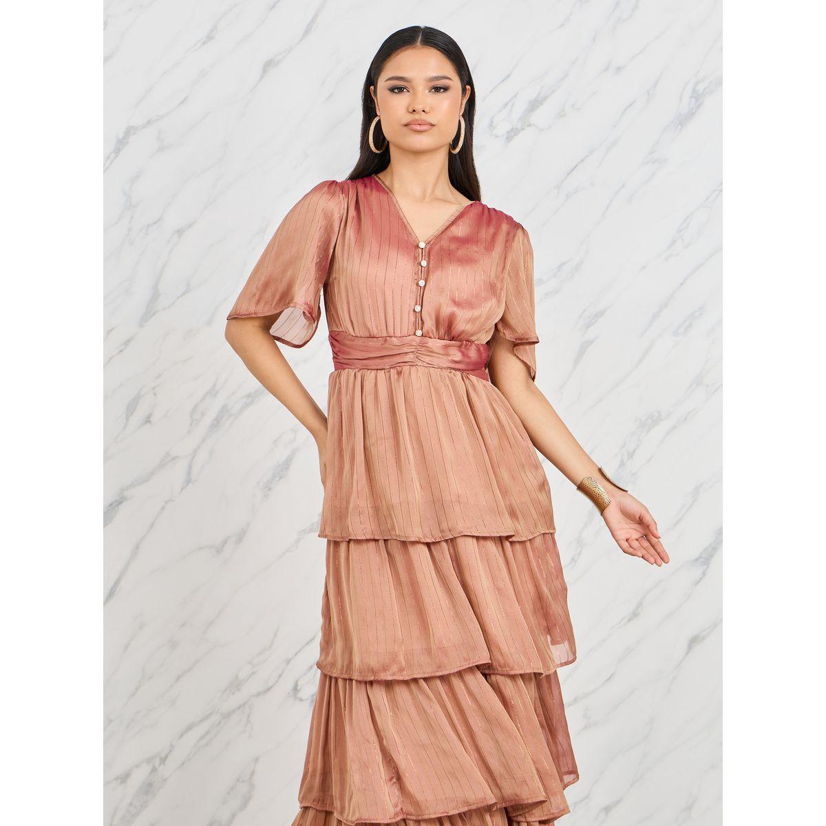 Styli Lurex Striped Chiffon Layered Tiered Maxi Dress-women-clothing-dresses-image-2