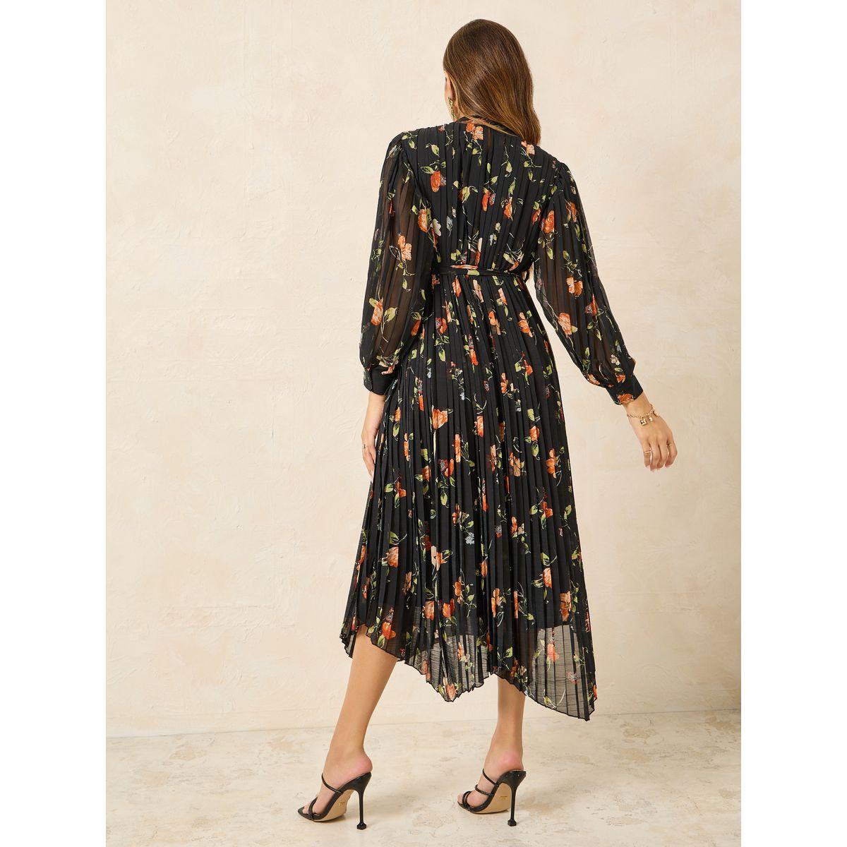 Styli Pleated Asymmetric Hem Midi Dress-women-clothing-dresses-image-4