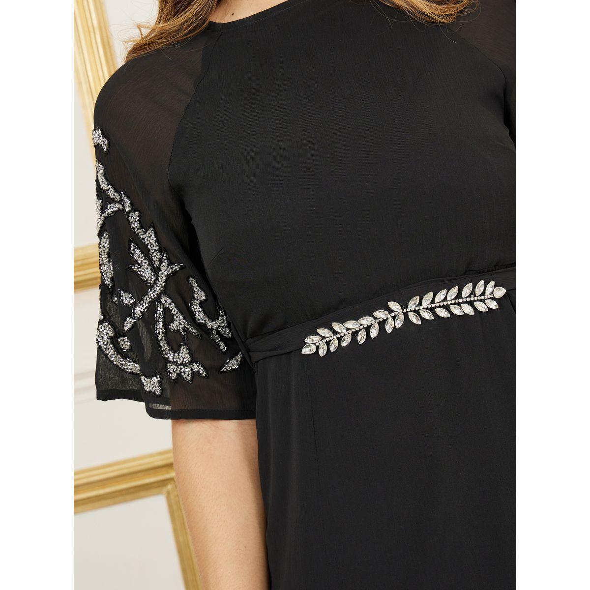 فستان طويل مزين بالخرز مع رباط خصر-women-clothing-dresses-image-3