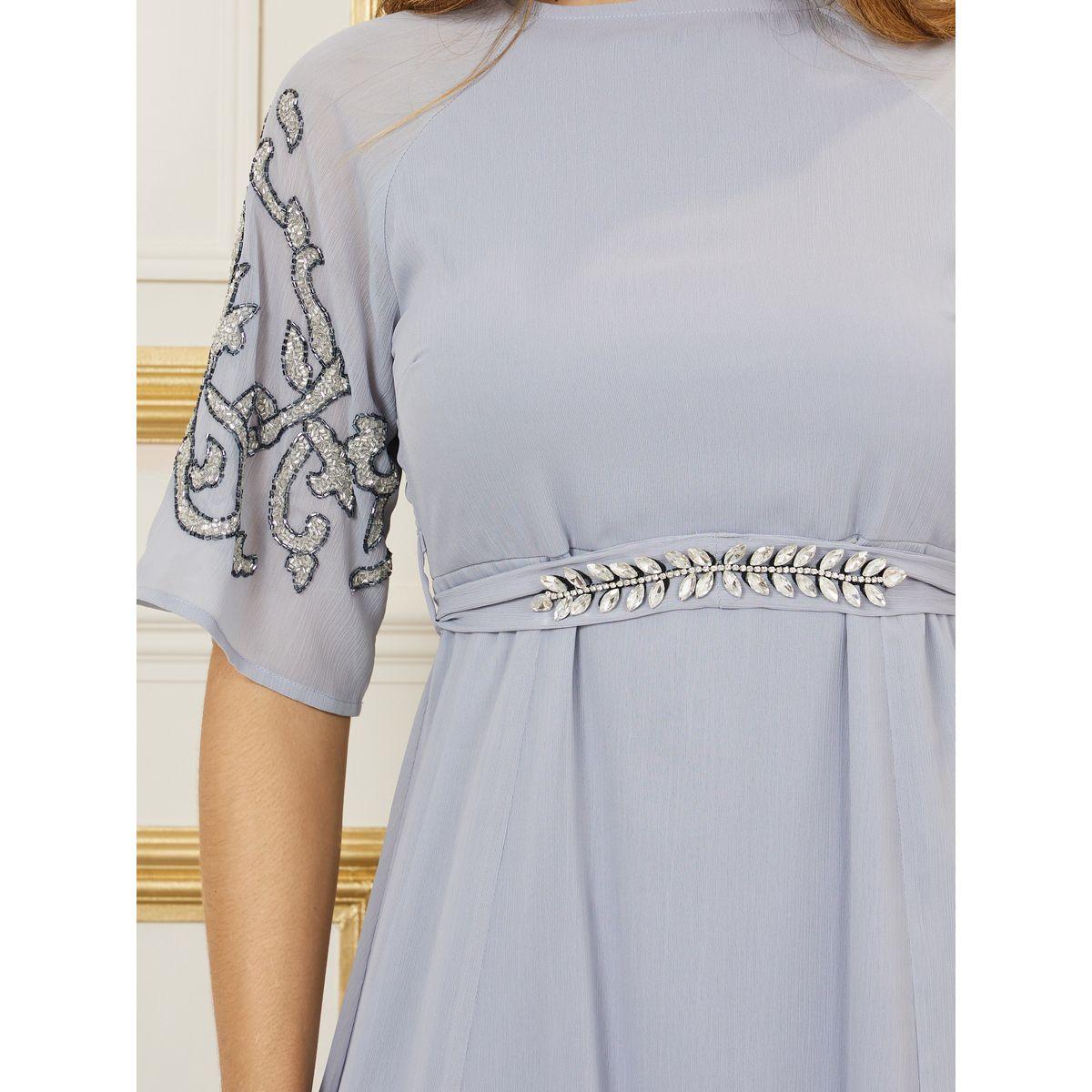 Styli Beaded Detail Sleeves Embellished Tie Up Belt Maxi Dress-women-clothing-dresses-image-3