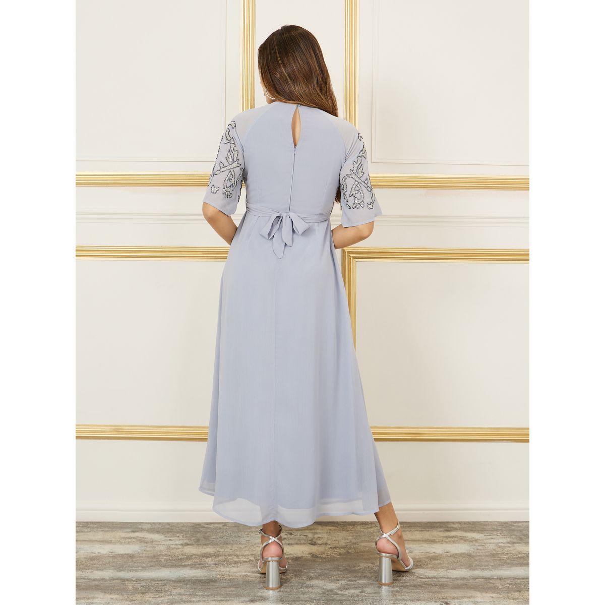 Styli Beaded Detail Sleeves Embellished Tie Up Belt Maxi Dress-women-clothing-dresses-image-4