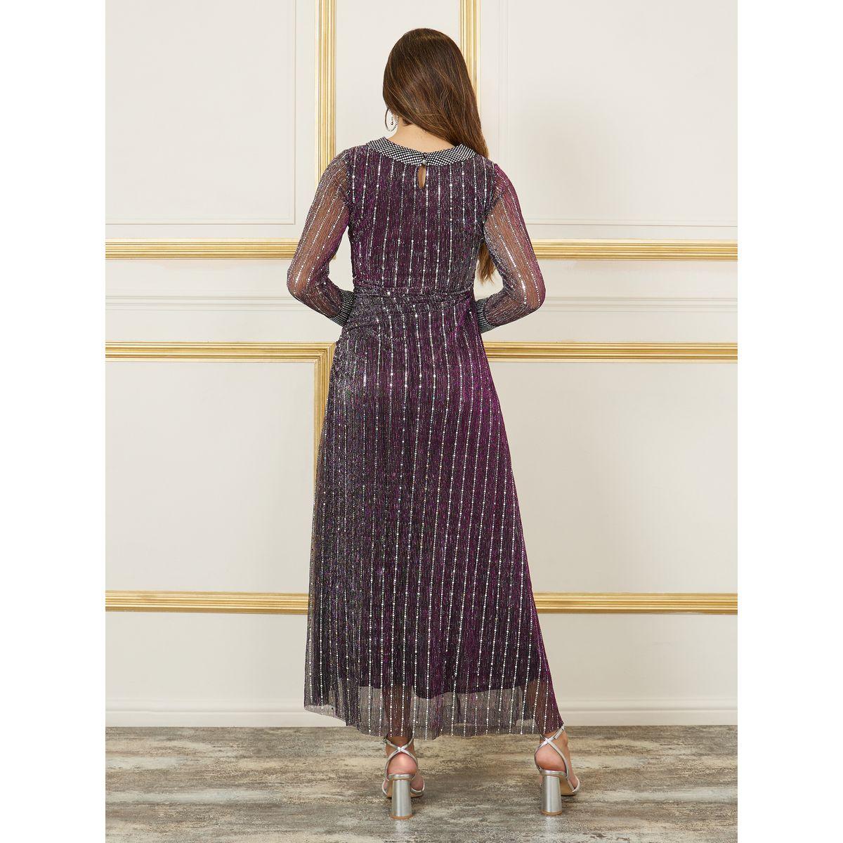فستان طويل منمق مع تفاصيل براقة-women-clothing-dresses-image-4