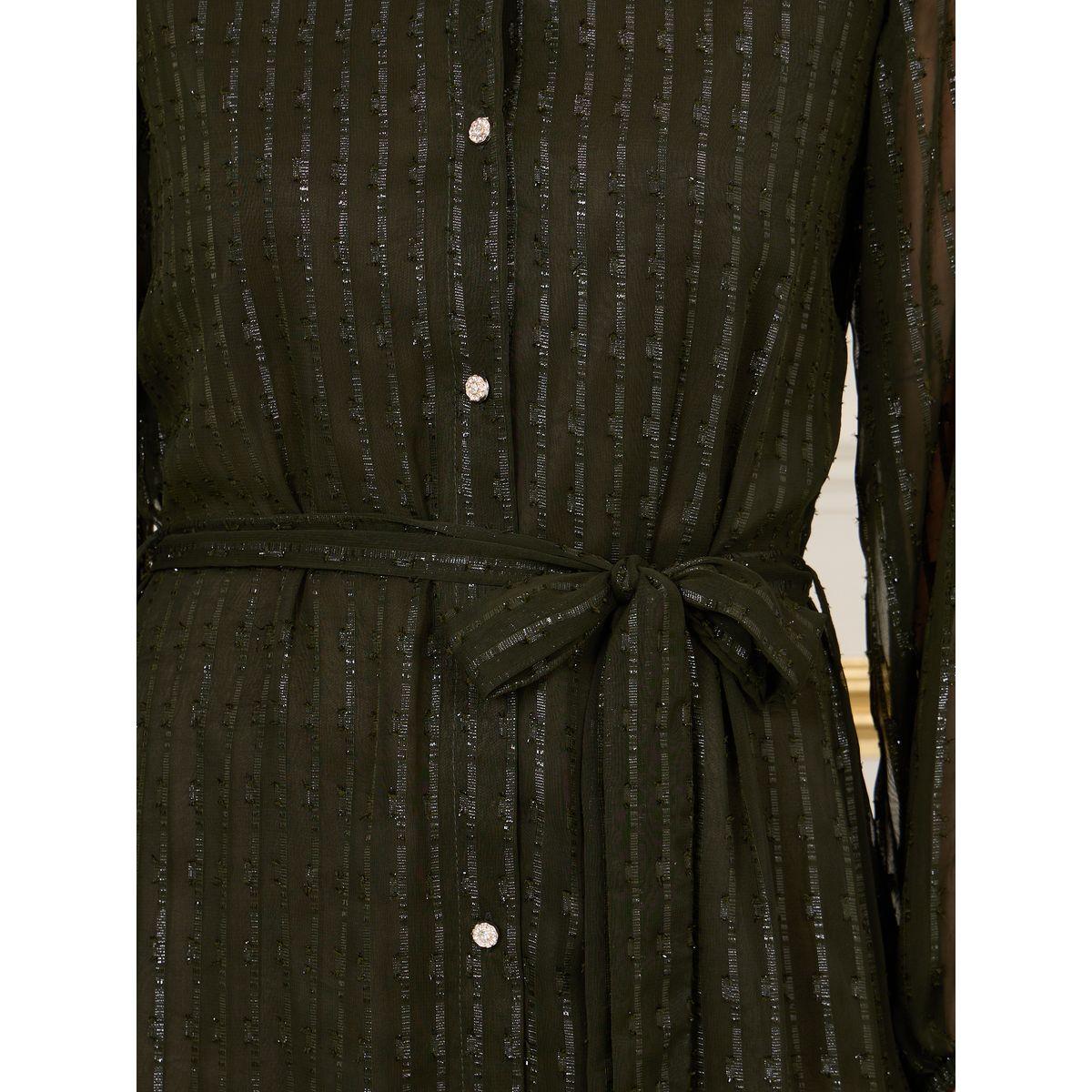 فستان طويل برباط خصر وخطوط لوريكس-women-clothing-dresses-image-3