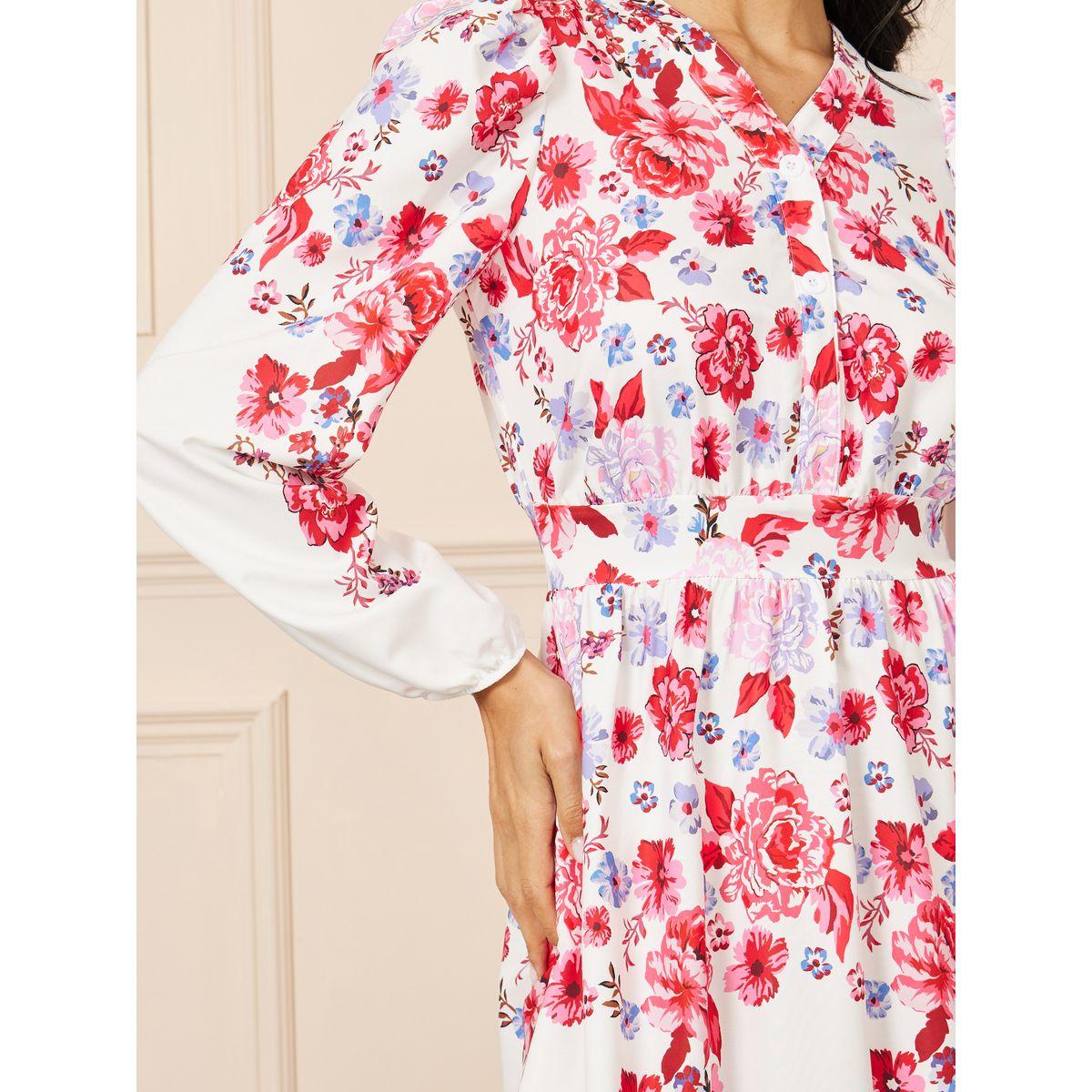 فستان ميدي مطبع بطبعة زهور-women-clothing-dresses-image-3