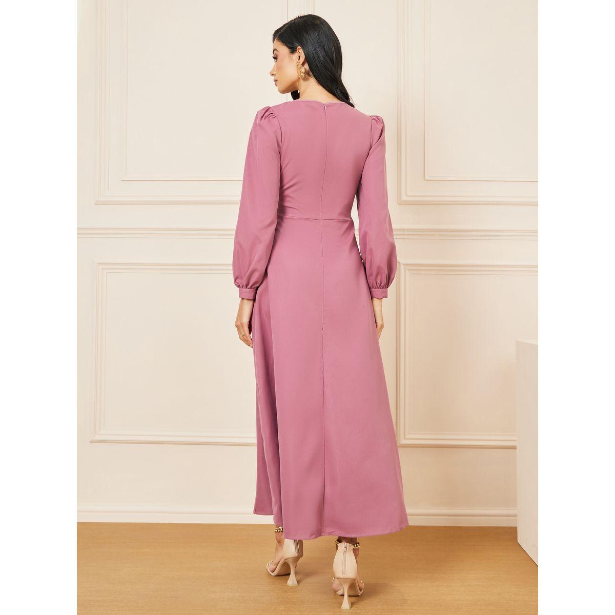 فستان طويل سادة مع ياقة عالية-women-clothing-dresses-image-4