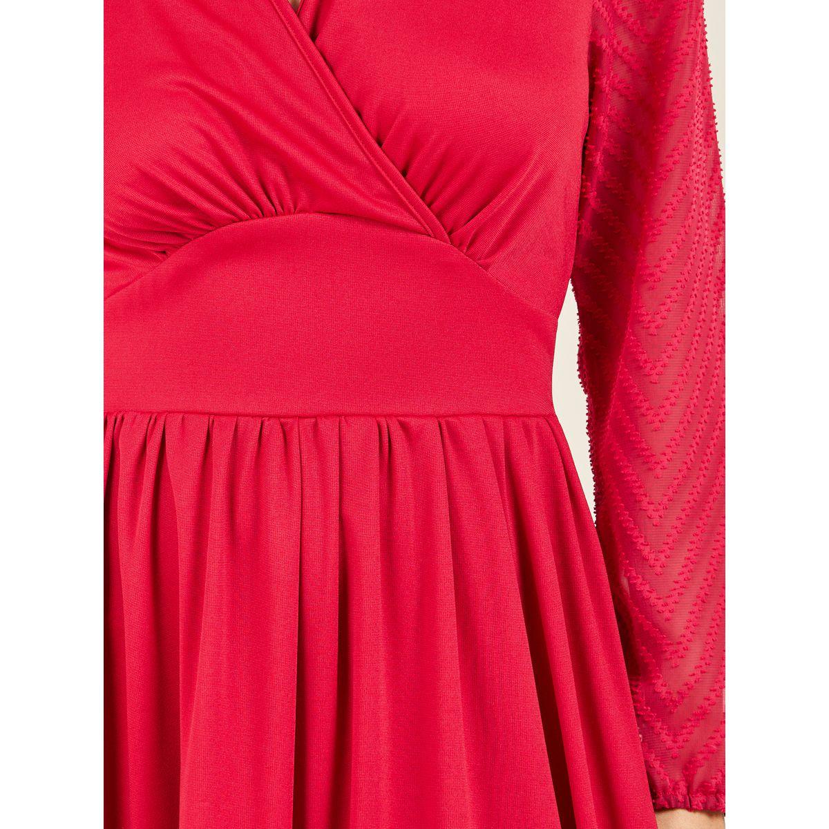 Styli Zig Zag Texture Sleeves A-Line Midi Dress-women-clothing-dresses-image-3