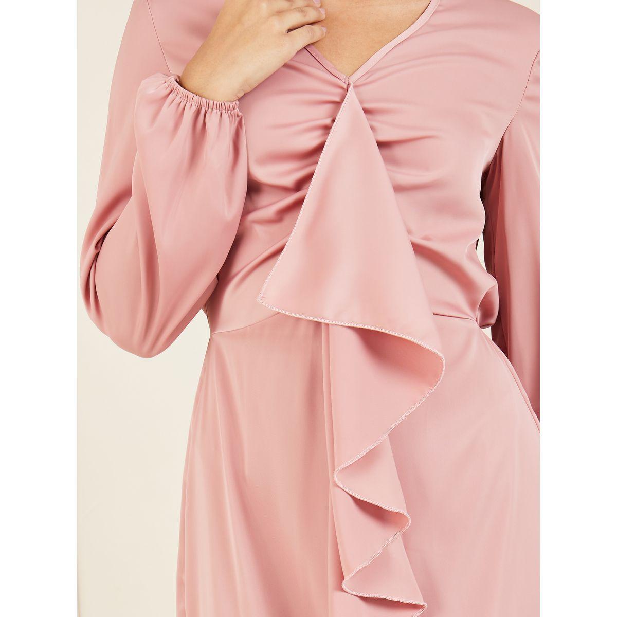 Styli Satin Ruffle Detail Bodycon Maxi Dress-women-clothing-dresses-image-3