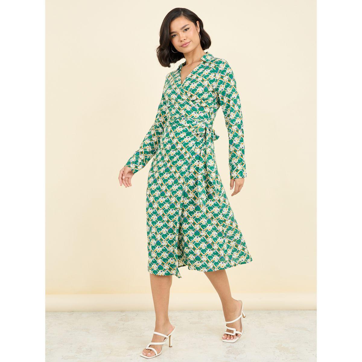 فستان ميدي بنمط لف مع اربطة-women-clothing-dresses-image-1