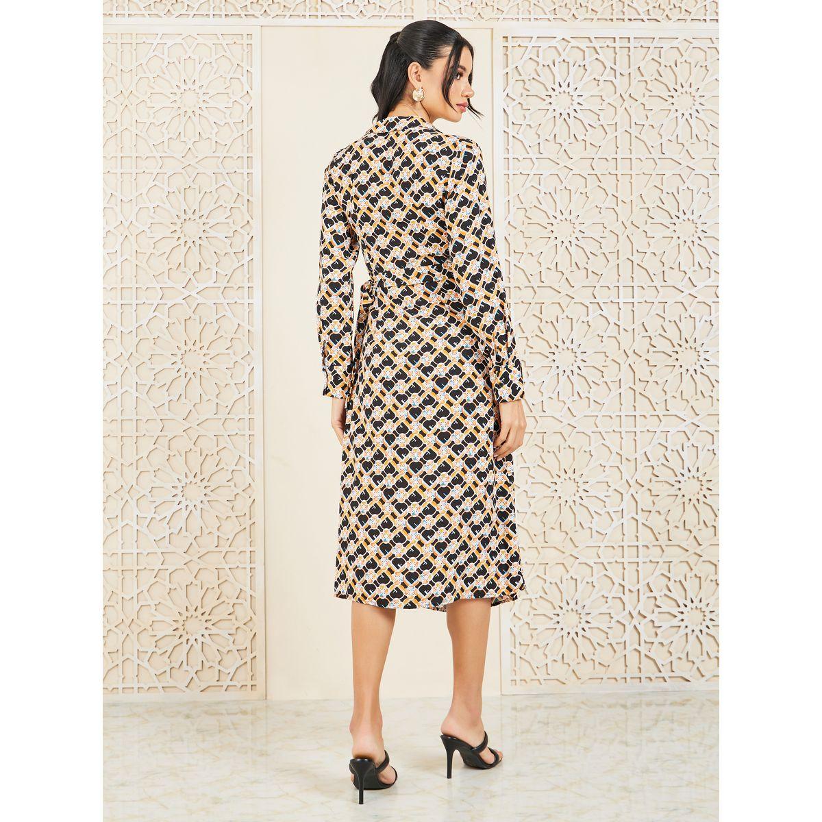 فستان ميدي بنمط لف مع رباط خصر-women-clothing-dresses-image-4