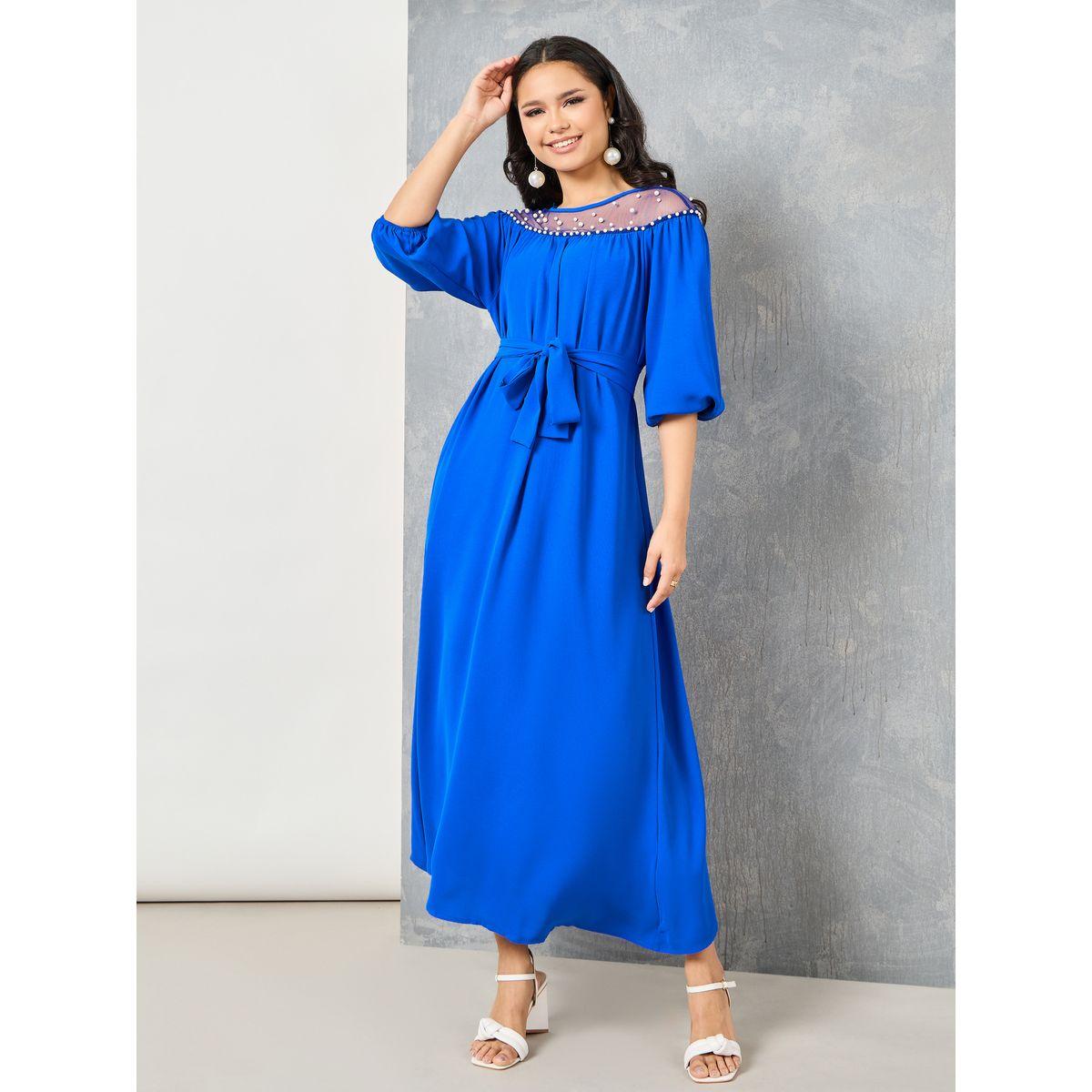 Styli Faux Pearl Embellished Mesh Insert Maxi Dress-women-clothing-dresses-image-1