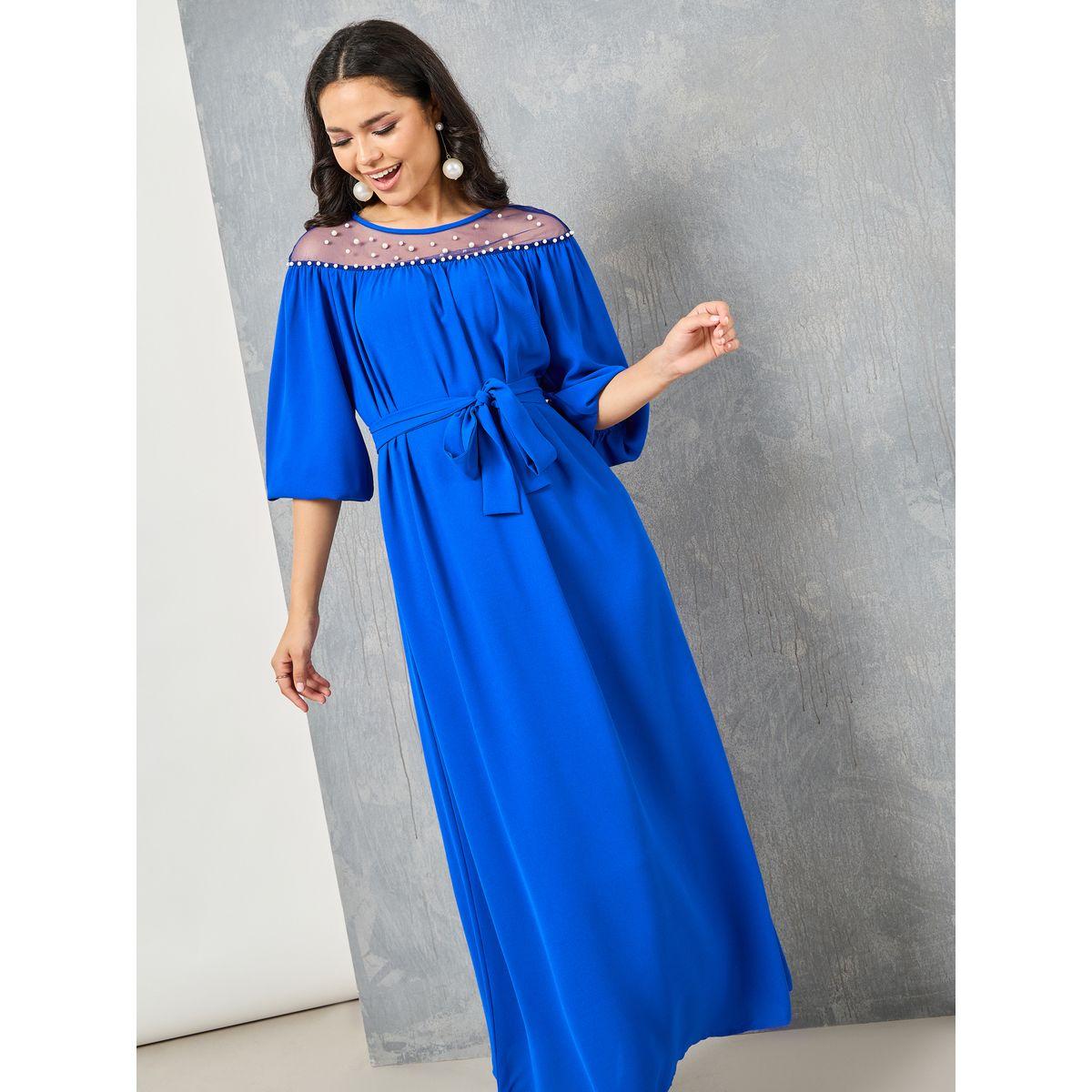 Styli Faux Pearl Embellished Mesh Insert Maxi Dress-women-clothing-dresses-image-2