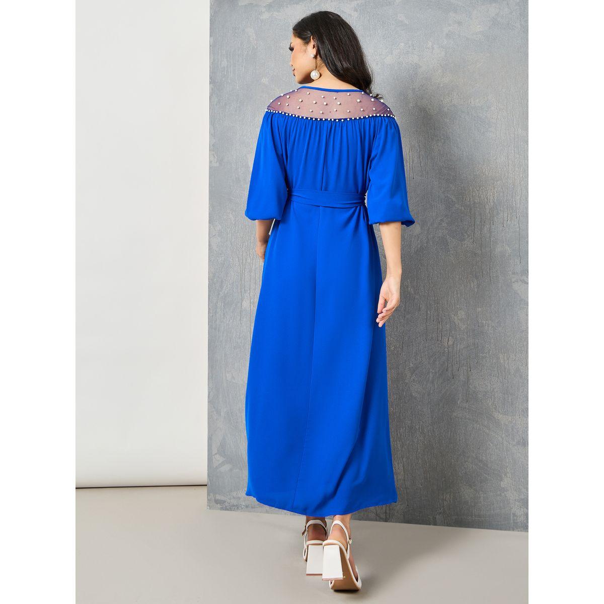 Styli Faux Pearl Embellished Mesh Insert Maxi Dress-women-clothing-dresses-image-4