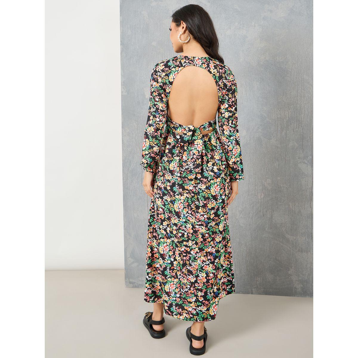 Styli Open Tie Up Back All Over Floral Print Midi Dress-women-clothing-dresses-image-4