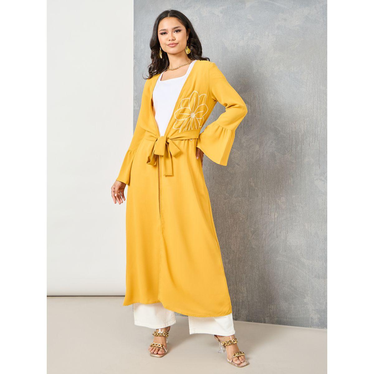 Styli Floral Embroidered Tie Up Midi Kimono-women-clothing-shirtsandblouses-shirts-image-1