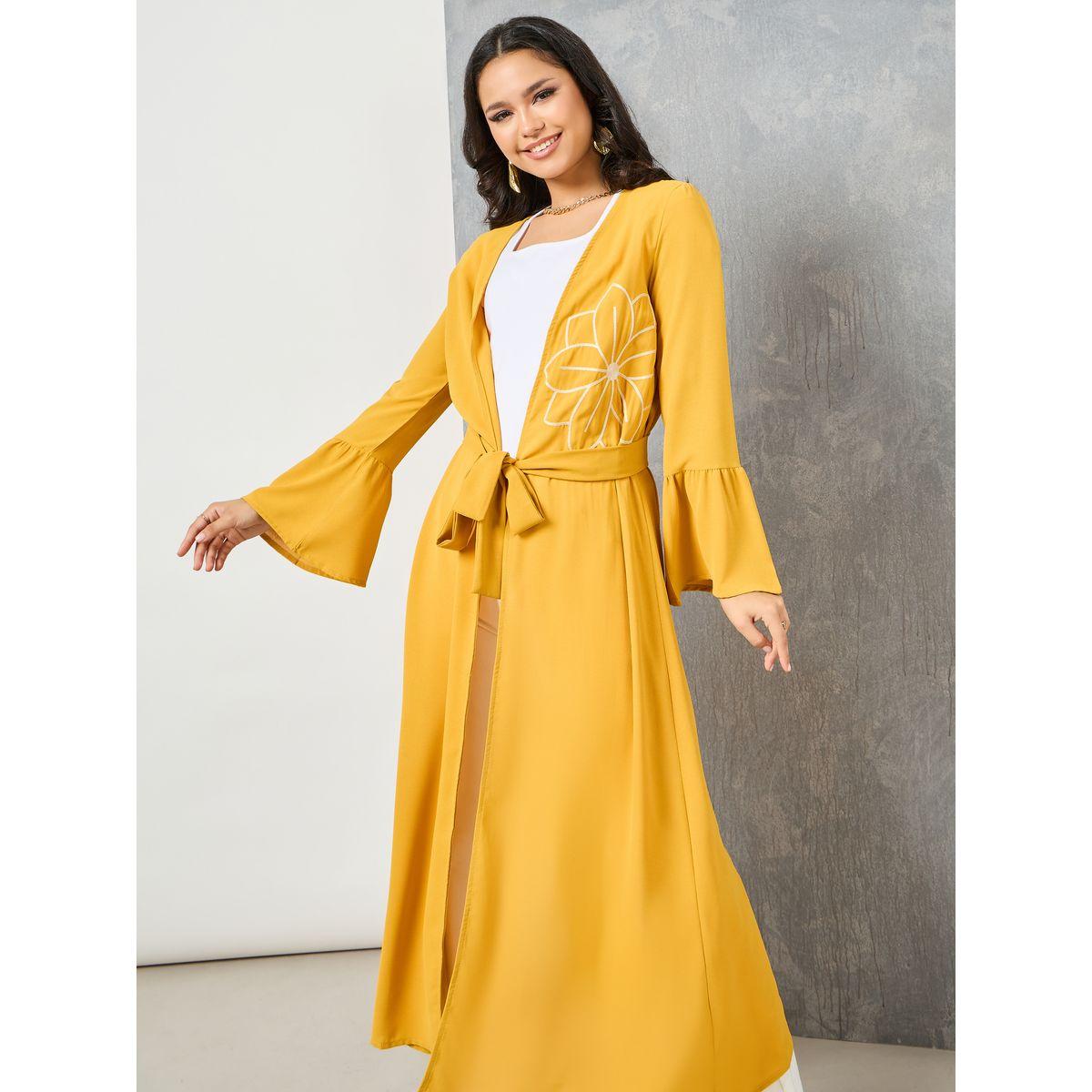 Styli Floral Embroidered Tie Up Midi Kimono-women-clothing-shirtsandblouses-shirts-image-2